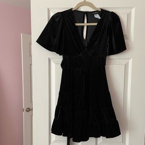 Black Velvet Mini Skater Dress